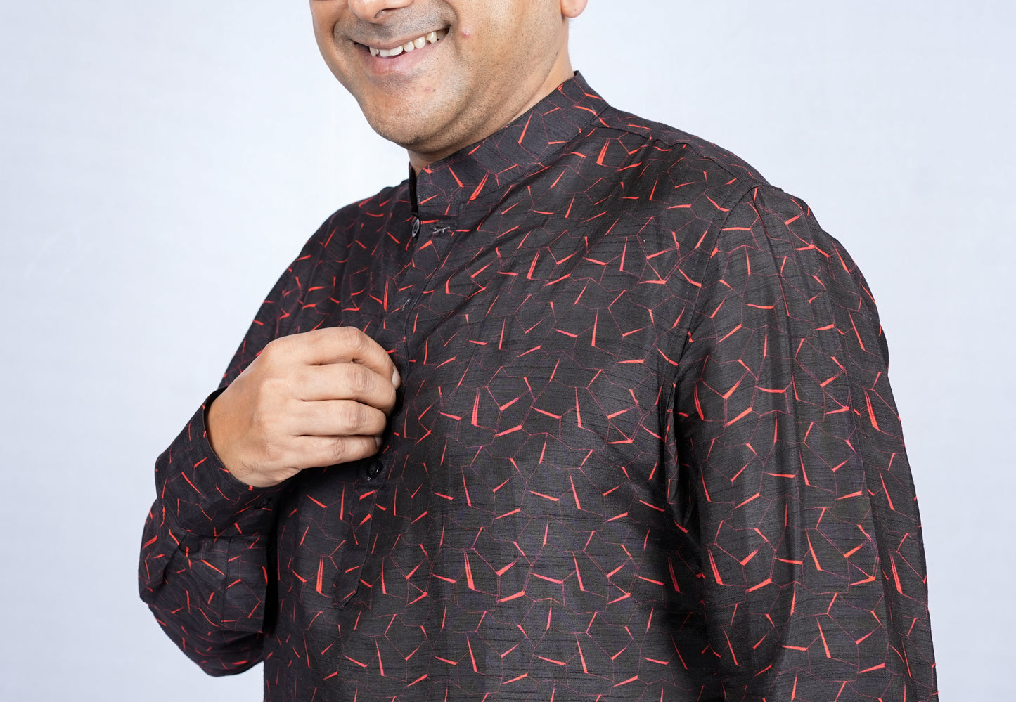 GEOMETRIC PATTERN PRINT MEN'S KURTA