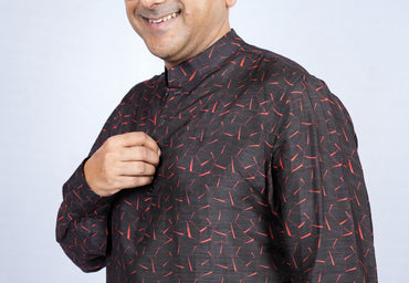 GEOMETRIC PATTERN PRINT MEN'S KURTA