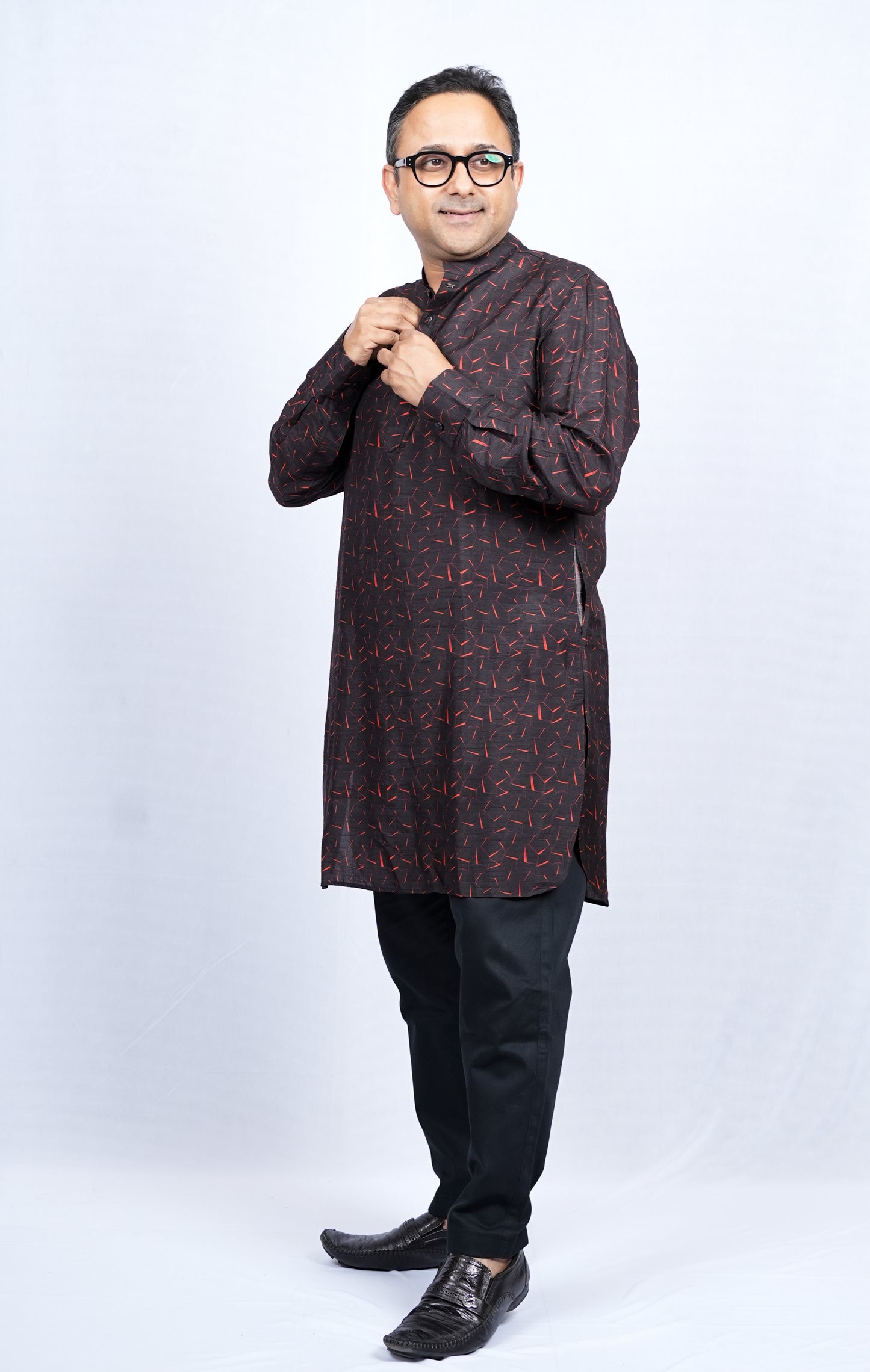 GEOMETRIC PATTERN PRINT MEN'S KURTA
