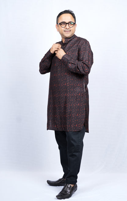 GEOMETRIC PATTERN PRINT MEN'S KURTA