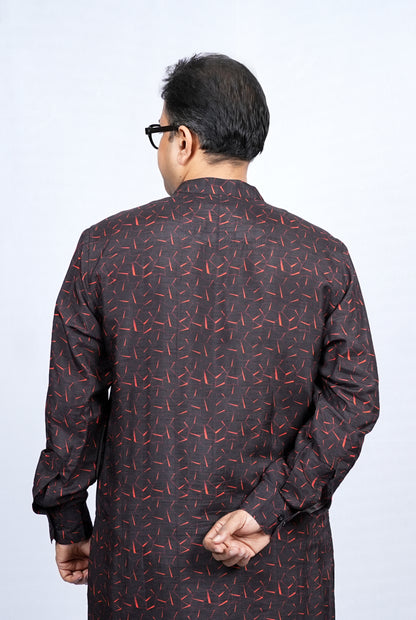 GEOMETRIC PATTERN PRINT MEN'S KURTA