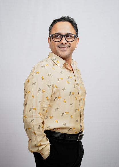 HORSE PRINT COTTON SILK SHIRT