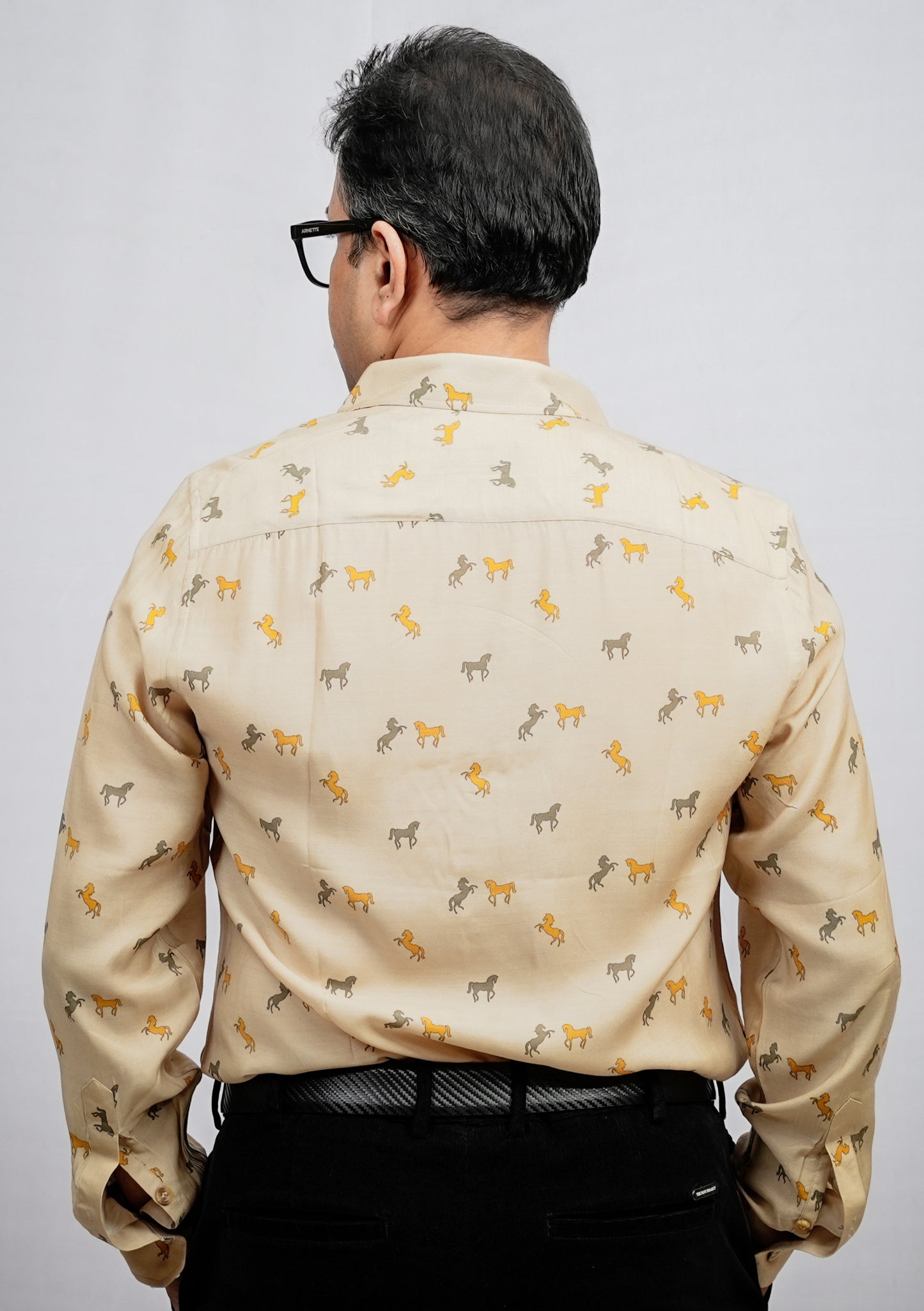 HORSE PRINT COTTON SILK SHIRT