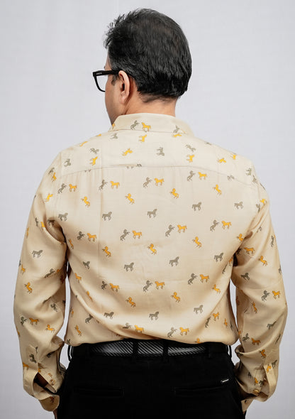 HORSE PRINT COTTON SILK SHIRT