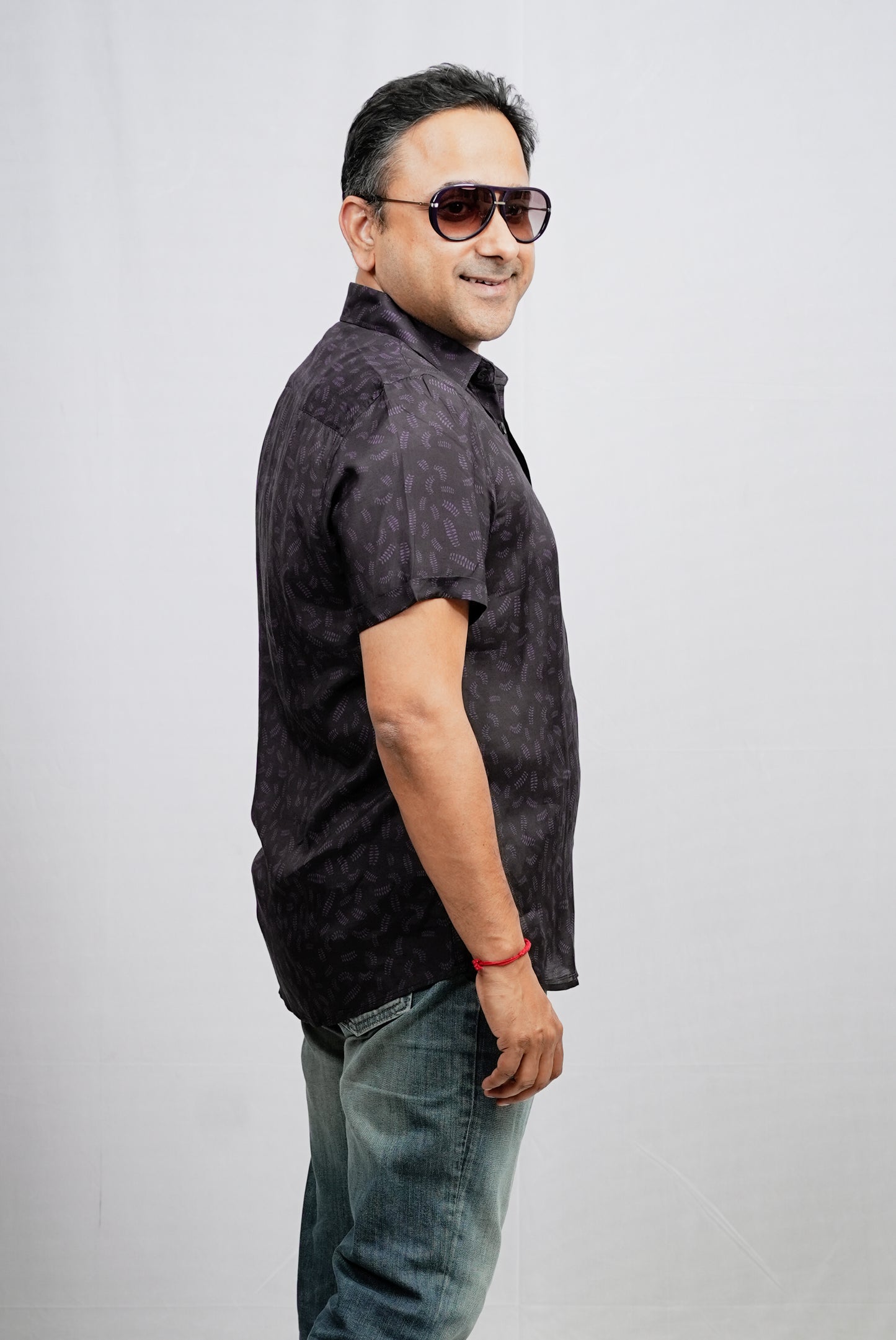 LEAF PRINT COTTON SILK SHIRT