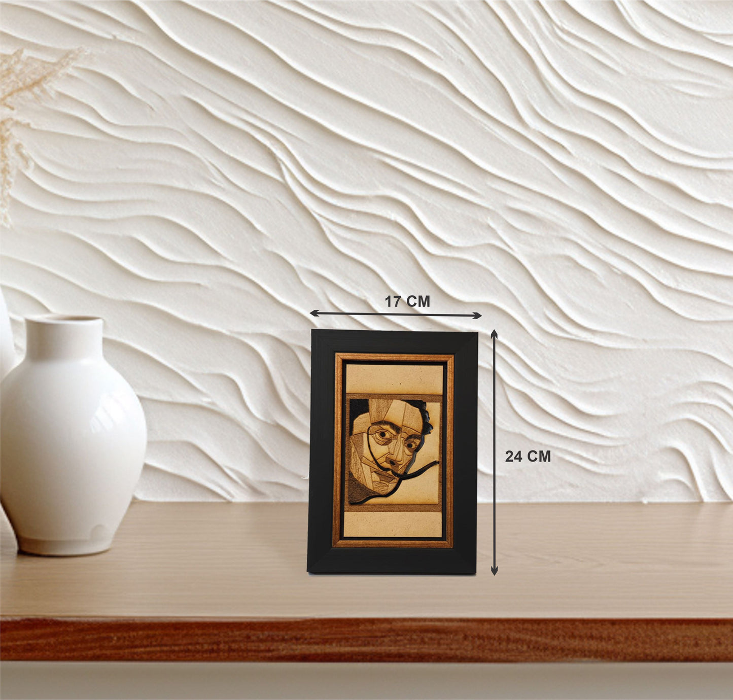 SALVADORE DALI POTRAIT - Salvadore dali potrait wood engraved picture Frame