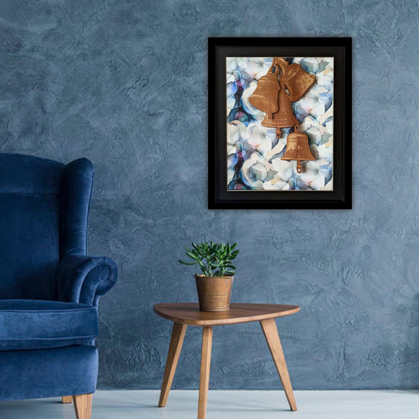 TEMPLE BELLS FRAME - Abstract Print on Modal Satin