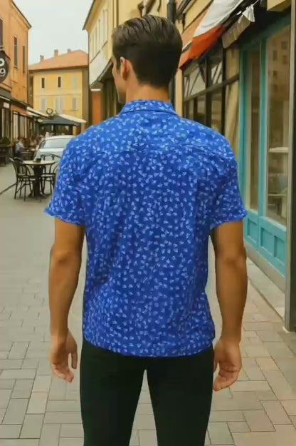 CACTUS PRINTED BLUE SHIRT