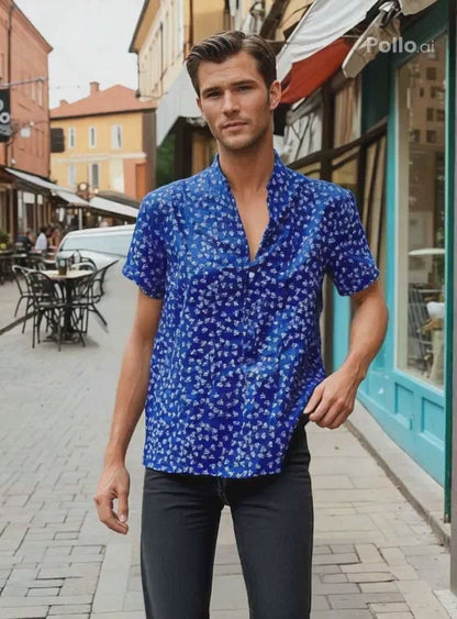 CACTUS PRINTED BLUE SHIRT