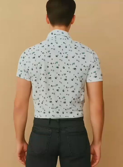 MULTICOLOR CARD PRINT WOVEN POLO