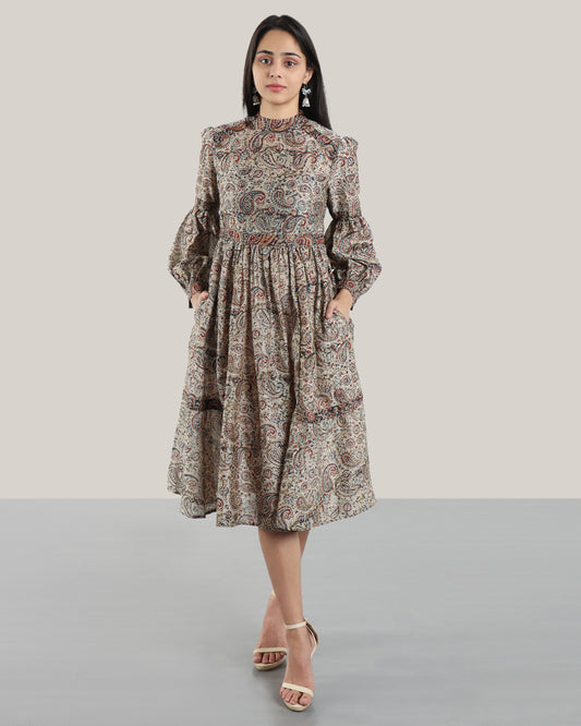 Kalamkari Irish Ecru Dress