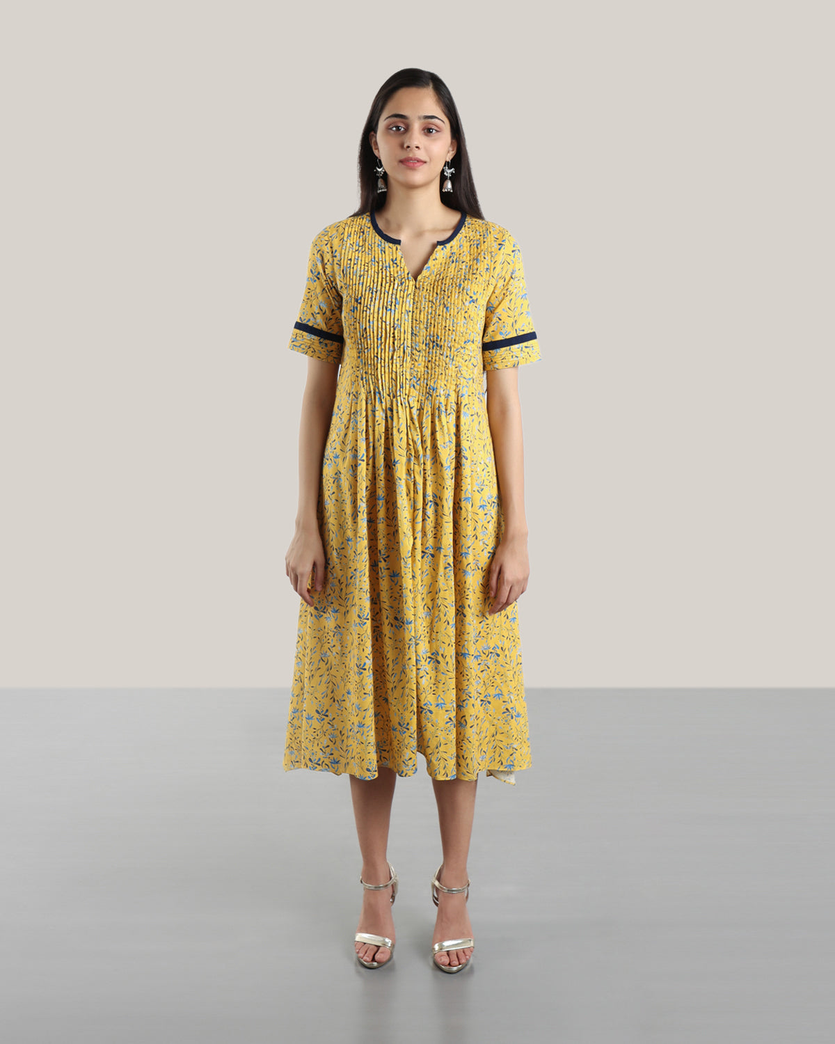 Ditsy Folk Dress (Yellow)