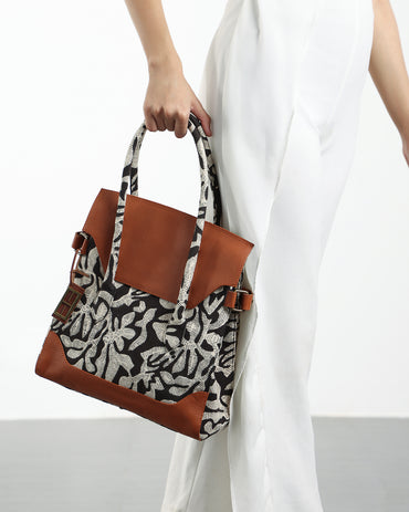 ABSTRACT FLORAL  HAND BAG
