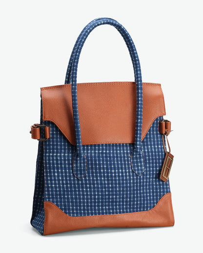 INDIGO CHECK  HAND BAG