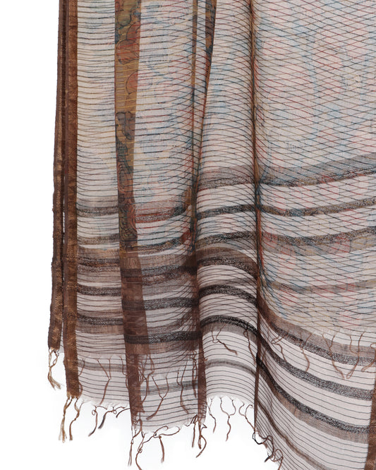 Striped Floral Dupatta (Multicolored)