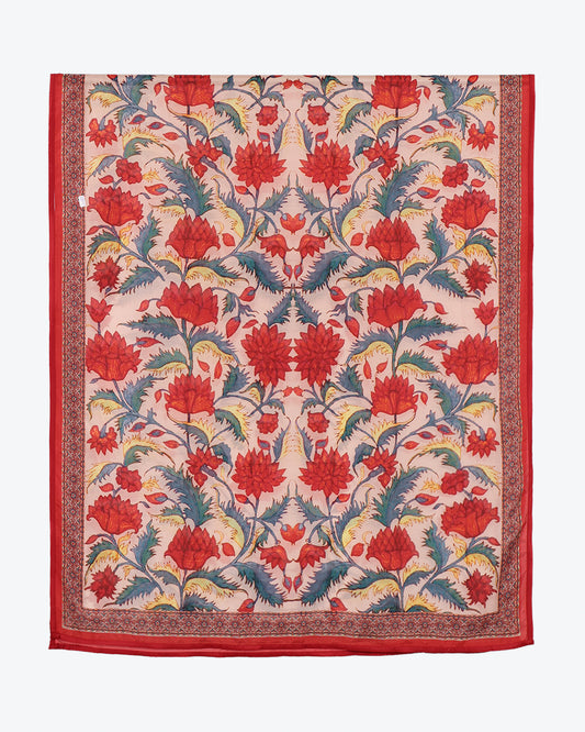 Lotus Garden Dupatta (Pomegranate Red)