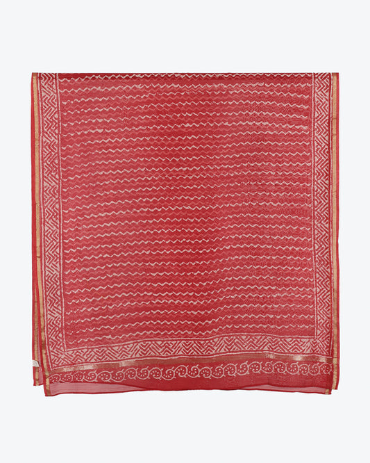 Chevron Striped Dupatta (Cherry Red)