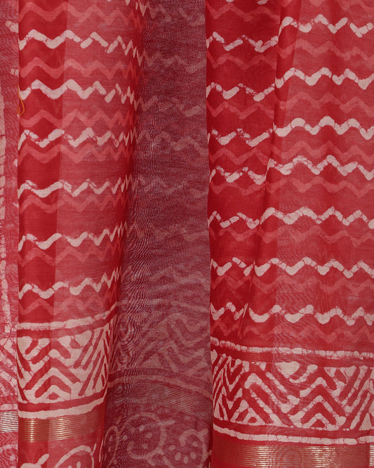 Chevron Striped Dupatta (Cherry Red)