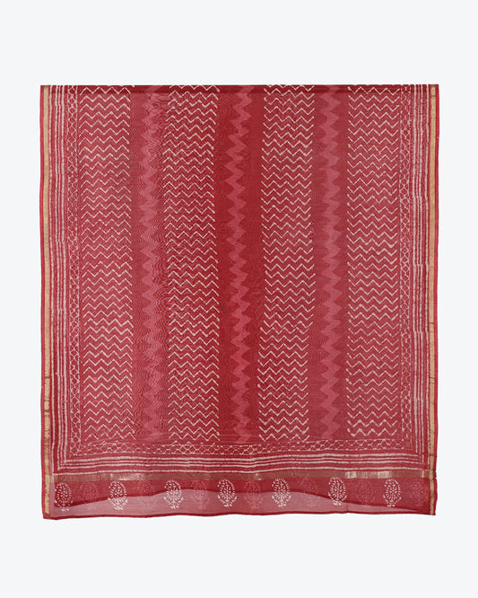 Chevron Pattern Dupatta (Ox-Blood Red)