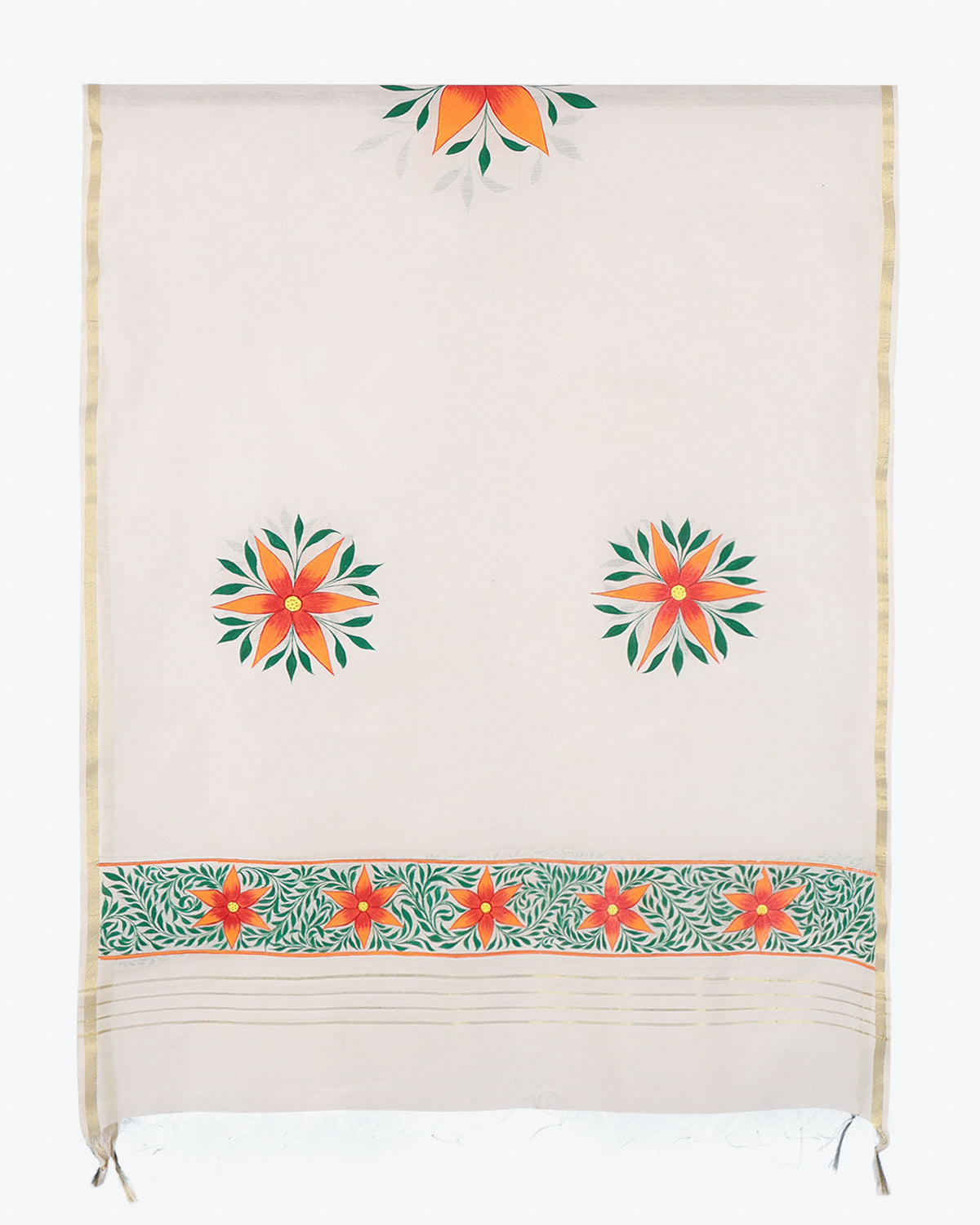 Floral Hand Painted Dupatta(Multicolored)