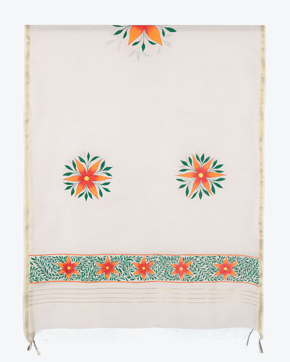 Floral Hand Painted Dupatta(Multicolored)