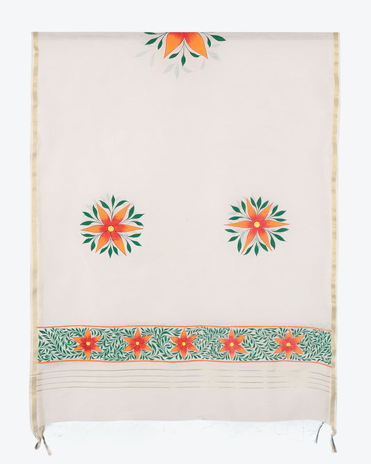 Floral Hand Painted Dupatta(Multicolored)